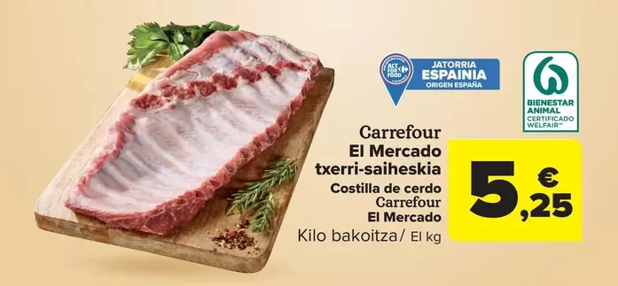 Oferta de Carrefour - Costilla De Cerdo por 5,25€ en Carrefour Market