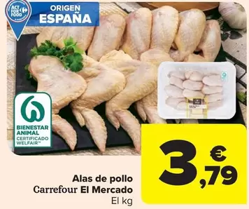 Oferta de Carrefour - Alas De Pollo El Mercado por 3,79€ en Carrefour Market