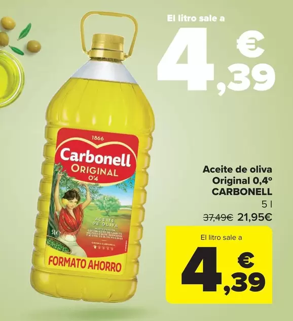 Oferta de Carbonell - Aceite De Oliva Original 0,4 por 4,39€ en Carrefour Market