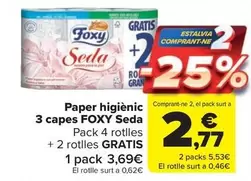 Oferta de Foxy - Paper Higiènic 3 Capes Seda por 3,69€ en Carrefour Market