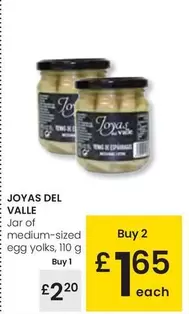 Oferta de Joyas Del Valle - Jar Of Medium-Sized Egg Yolks por 2,2€ en Eroski