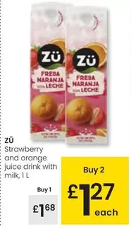 Oferta de Zü - Strawberry And Orange E Juice Drink With Milk por 1,68€ en Eroski