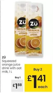 Oferta de Zü - Squeezed Orange Juice E Drink With Oat Milk por 1,88€ en Eroski