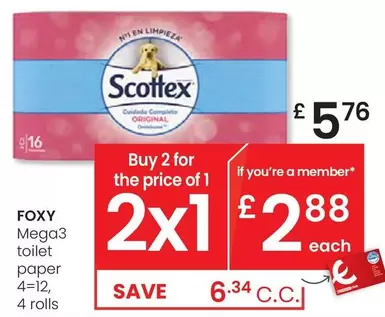 Oferta de Scottex - Mega3 Toilet Paper por 5,76€ en Eroski