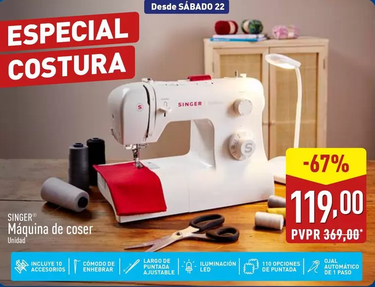 Oferta de Singer - Maquina De Coser por 119€ en ALDI