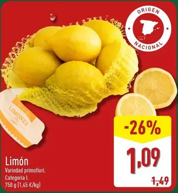 Oferta de Limón por 1,09€ en ALDI