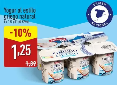 Oferta de Milsani - Yogur Al Estilo Griego Natural por 1,25€ en ALDI