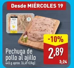 Oferta de Pechuga De Pollo Al Ajillo por 2,89€ en ALDI