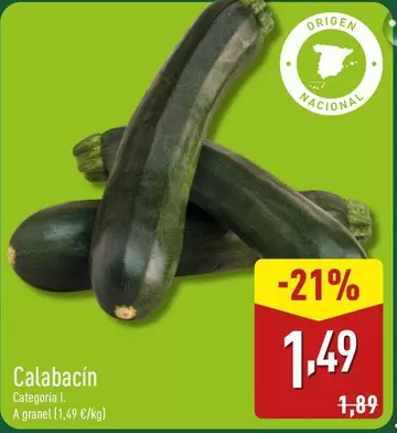 Oferta de Calabacín por 1,49€ en ALDI