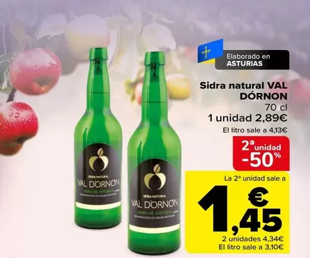 Oferta de Sidra Natural Val por 2,89€ en Carrefour