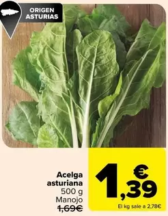 Oferta de Origen - Acelga Asturiana por 1,39€ en Carrefour