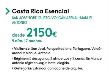 Oferta de Costa -  Rica Esencial por 2150€ en Travelplan