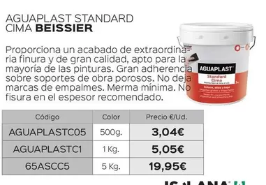 Oferta de Beissier - Aguaplast Standard Cima por 3,04€ en Isolana