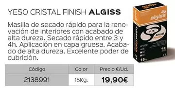 Oferta de Algiss - Yeso Cristal Finish  por 19,9€ en Isolana