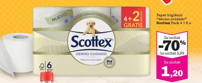 Oferta de Scottex - Paper Higiènic "Dermo Cuidado"  por 3,99€ en Sorli