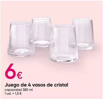 Oferta de Cristal - Juego De 4 Vasos De por 6€ en Pepco