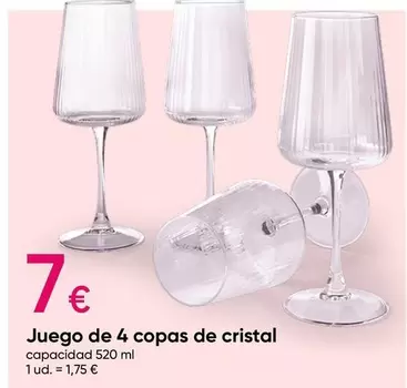 Oferta de Cristal - Juego De 4 Copas De por 7€ en Pepco