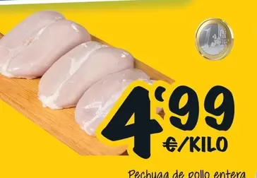 Oferta de Pechuga De Pollo Entera por 4,99€ en Cash Fresh