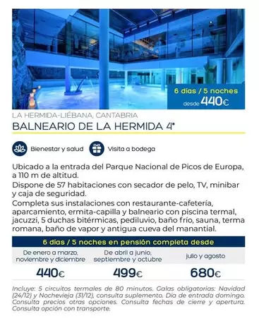 Oferta de Abril - La Hermda-liebana Cantabria por 440€ en Viajes El Corte Inglés