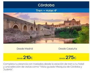Oferta de La Estación - Córdoba Tren + Hotel 4t por 210€ en Viajes El Corte Inglés