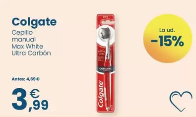 Oferta de Colgate - Cepillo Manual Max White Ultra Carbon por 3,99€ en Clarel