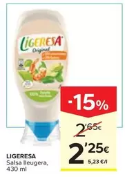 Oferta de Ligeresa - Salsa Lleugera por 2,25€ en Caprabo