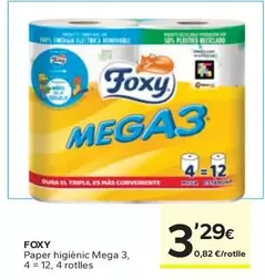 Oferta de Foxy - Paper Higiènic Mega 3 por 3,29€ en Caprabo