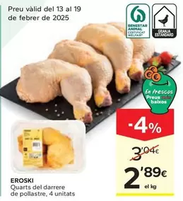 Oferta de Eroski - Quarts Del Darrre De Pollastre por 2,89€ en Caprabo