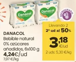 Oferta de Danone - Danacol/ Bebible Natural 0% Azucares Anadidos por 4,24€ en Autoservicios Familia