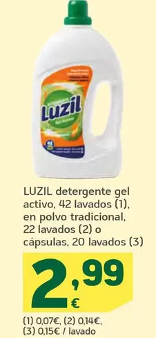 Oferta de Luzil - Detergente Gel Activo  por 2,99€ en HiperDino