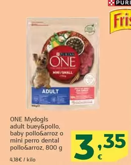 Oferta de Purina - One MydogIs Adult Buey&Pollo Baby Pollo&arroz O Mini Perro Dental Pollo&arroz por 3,35€ en HiperDino