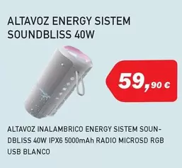 Oferta de Energy Sistem - Altavoz Soundbliss por 59,9€ en Microsshop