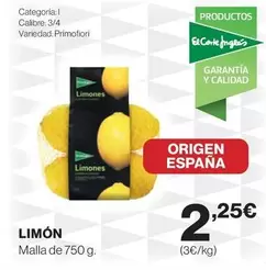 Oferta de Origen - Limon Malla de 750 g por 2,25€ en Hipercor