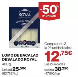 Oferta de Royal - Lomo De Bacalao Desalado por 25,5€ en Hipercor