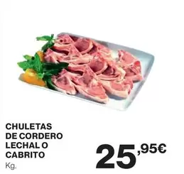 Oferta de Chuletas De Cordero Lechal O Cabrito por 25,95€ en Hipercor