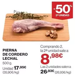 Oferta de Pierna De Cordero Lechal por 17,95€ en Hipercor