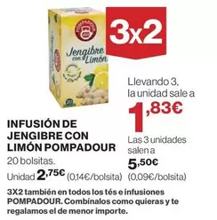 Oferta de Pompadour - Infusion De Jengibre Con Limon por 2,75€ en Hipercor