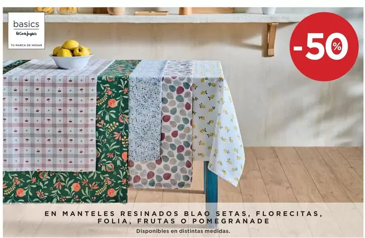 Oferta de El Corte Inglés - En Manteles Resinados Blao Setas, Florecitas, Folia, Frutas O Pomegranda en Hipercor