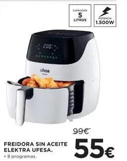 Oferta de Ufesa - Freidora Sin Aceite Elektra por 55€ en Hipercor