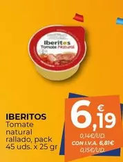 Oferta de Ibéritos - Tomate Natural Rallado por 6,19€ en CashDiplo