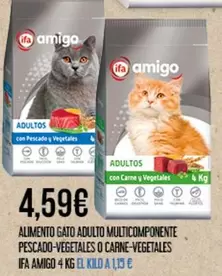 Oferta de Ifa amigo - Alimento Gato Adulto Multicomponente Pescado-vegetales O Carne-vegetales por 4,59€ en Claudio