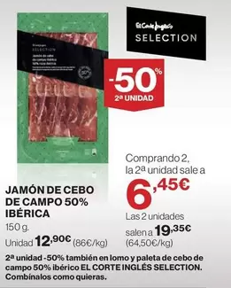 Oferta de Jamón De Cebo De Campo 50% Ibérica por 12,9€ en El Corte Inglés