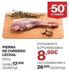 Oferta de Pierna De Cordero Lechal por 17,95€ en Supercor