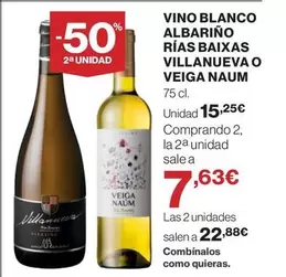 Oferta de Villanueva/Veiga Naum - Vino Blanco Albariñu Rias Baixas por 15,25€ en Supercor