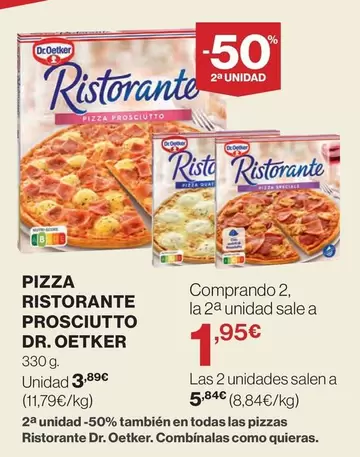 Oferta de Dr Oetker - Pizza Ristorante Prosciutto por 3,89€ en Supercor Exprés