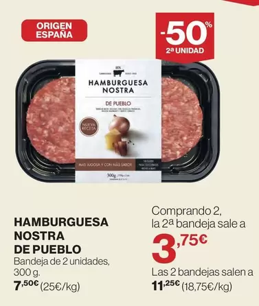 Oferta de El Corte Inglés - Hamburguesa Nostra De Pueblo por 7,5€ en Supercor Exprés