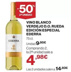 Oferta de Ederra - Vino Blanco Verdejo D.O. Rueda Edicion Especial por 9,95€ en Supercor Exprés