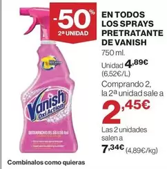 Oferta de Vanish - En Todos Los Sprays Pretratante  por 4,89€ en Supercor Exprés