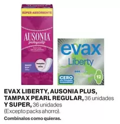 Oferta de Evax -  Liberty/ Ausonia Plus/ Tampax Pearl Regular Y Super en Supercor Exprés