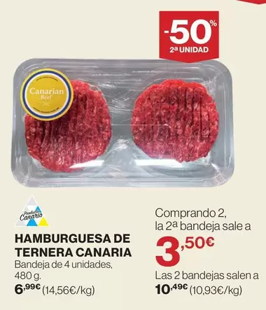 Oferta de Hamburguesa De Ternera Canaria por 6,99€ en Supercor Exprés